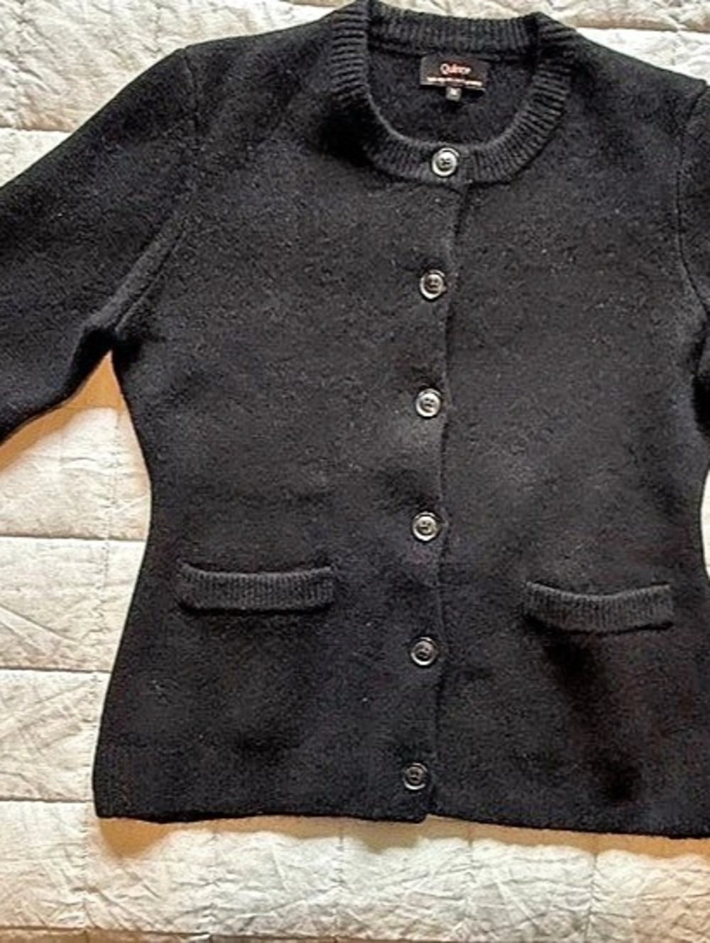 Quince Mongolian Cashmere Structured Cardigan Black M NWOT